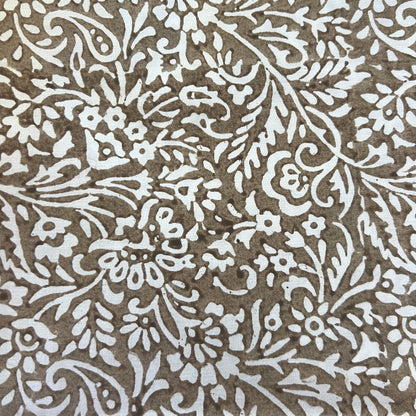 4 x vine block print cotton napkin bronze and white