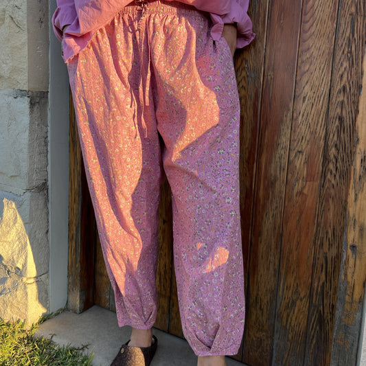 block print poplin cotton pants 12