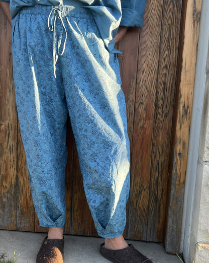 block print poplin cotton pants 13- (back order s/m for august)