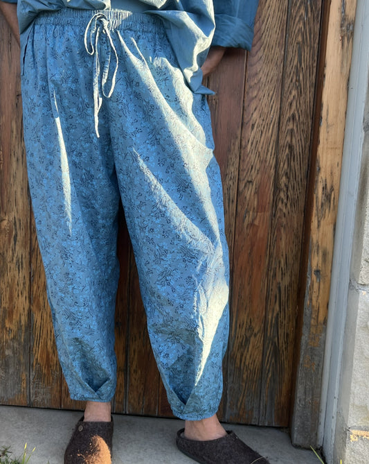 block print poplin cotton pants 13- (back order s/m for august)