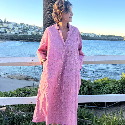 poplin block printed collar dress 151
