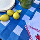 raw cotton - check block print cotton tablecloth blue