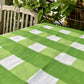 raw cotton - check block print cotton tablecloth green