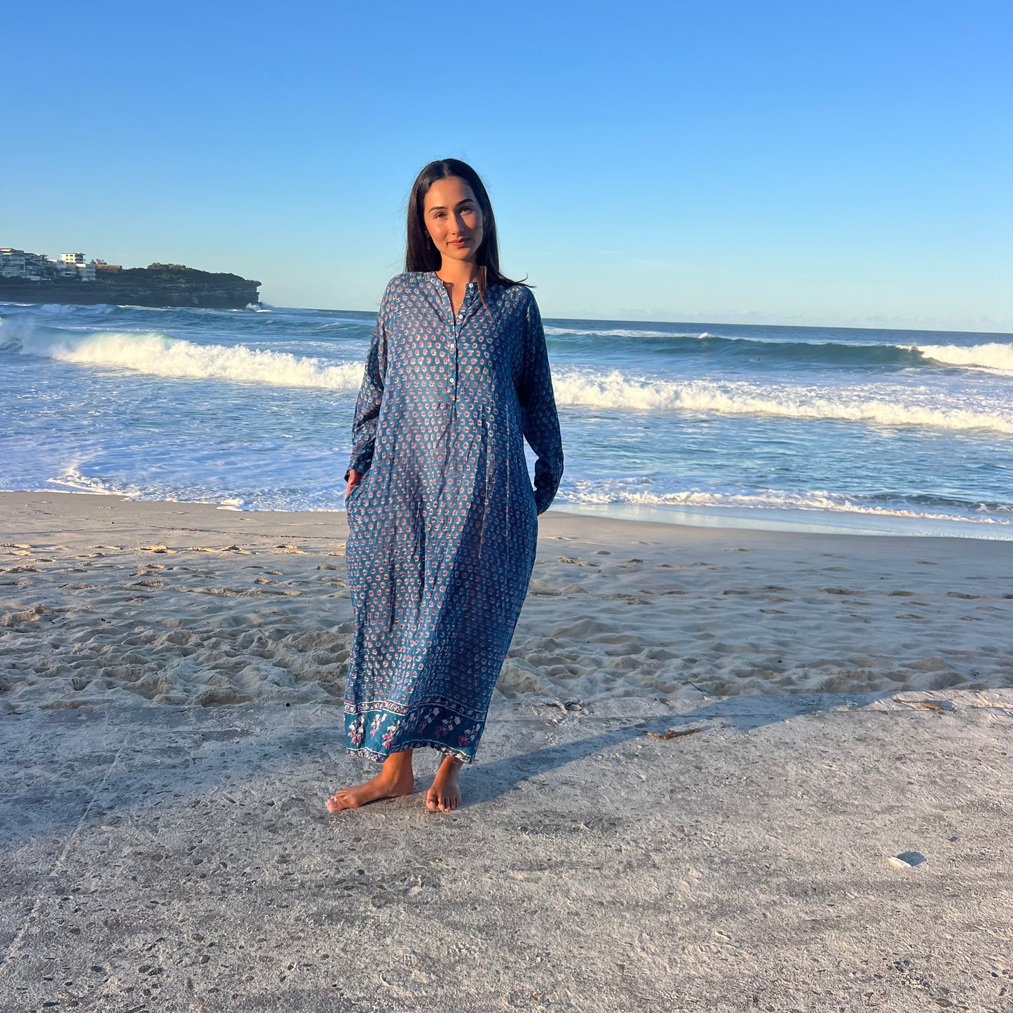 hand block printed cotton dress 156
