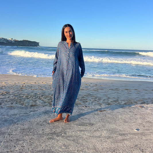 hand block printed cotton dress 156