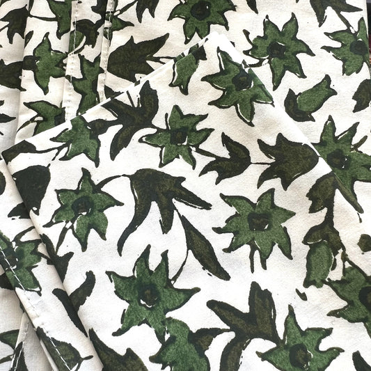 4 x block print jodhpur cotton napkin olive