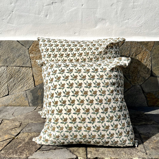 blockprint cotton cushion cover multi bloom 50 x 50cm