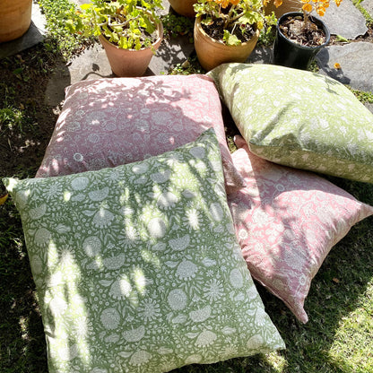 blockprint cotton pomegranate cushion cover 60 x 60