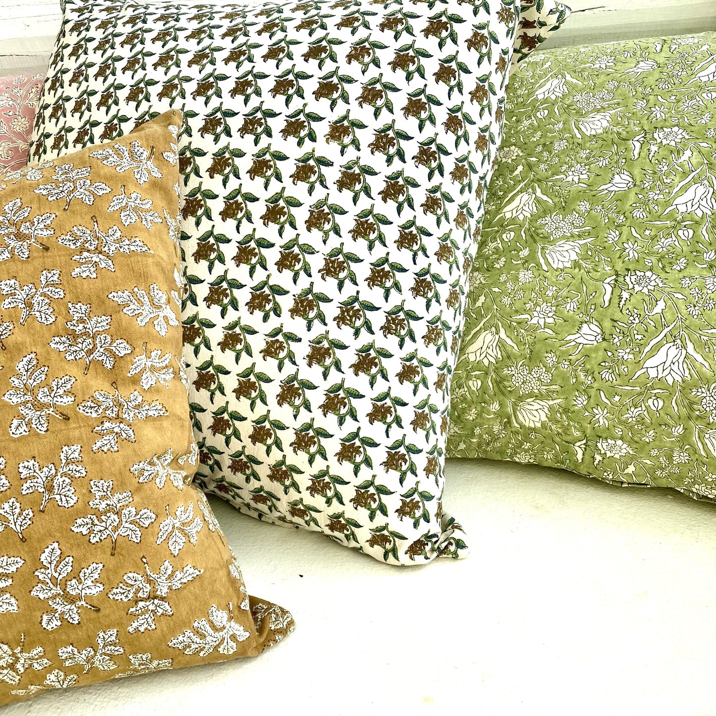 blockprint cotton iris cushion cover 60 x 60