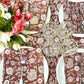 zinnia block print cotton tablecloth wine