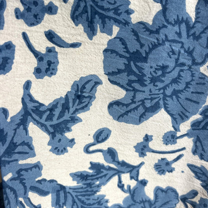 4 x block print wild rose cotton napkin denim blue & natural