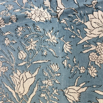4 x block print wild iris cotton napkin blue & natural