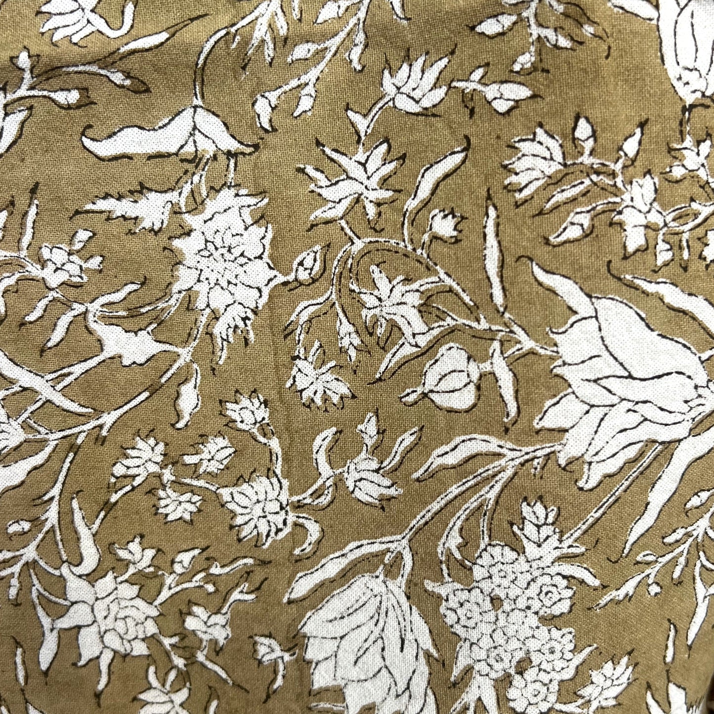 4 x block print wild iris cotton napkin coffee & natural