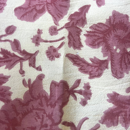 round wild rose block print cotton tablecloth pink and natural