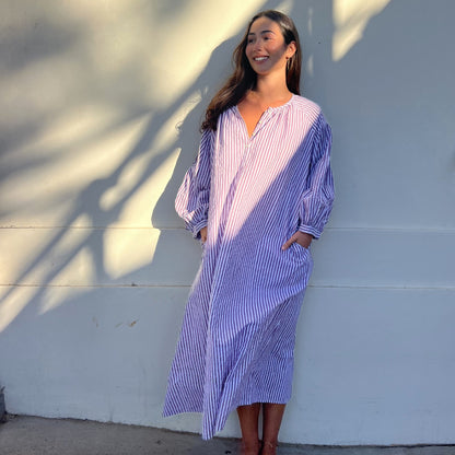 cotton block print maxi dress 195