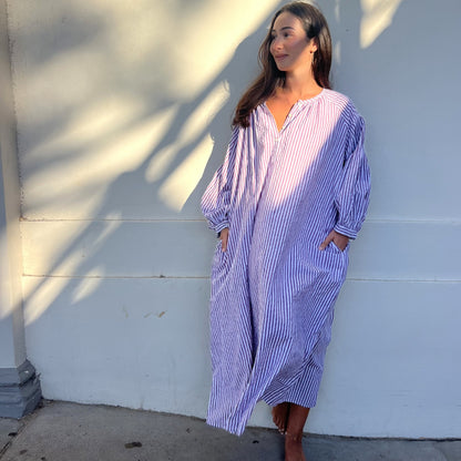 cotton block print maxi dress 195