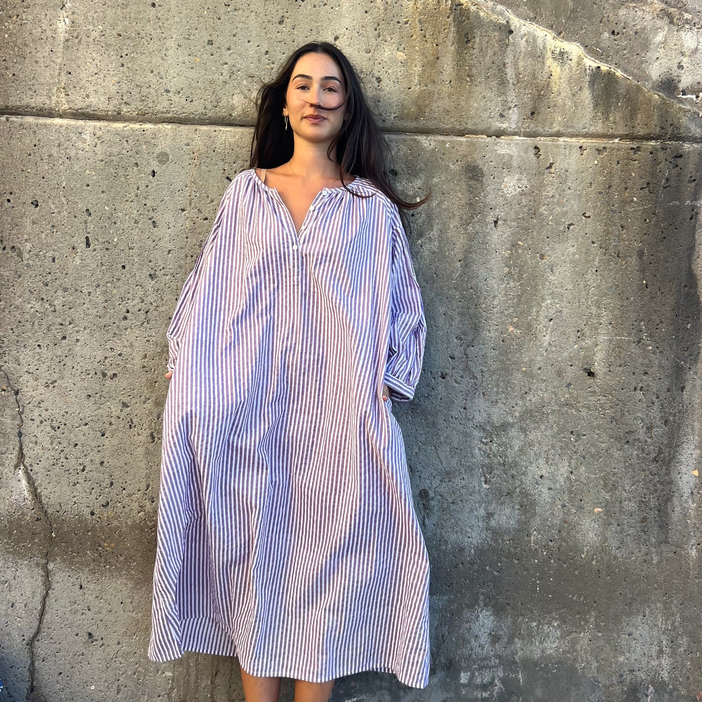 cotton block print maxi dress 195