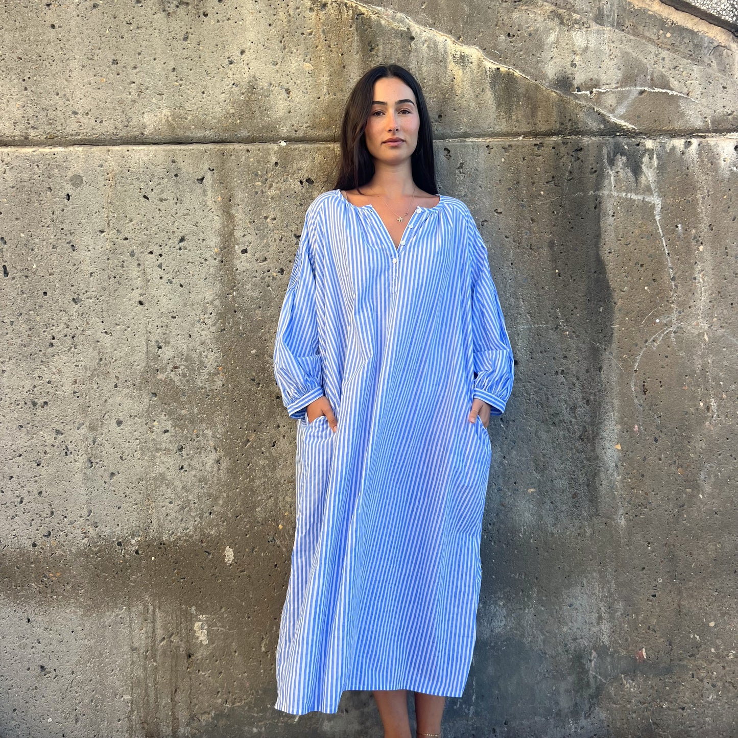 cotton block print maxi dress 194