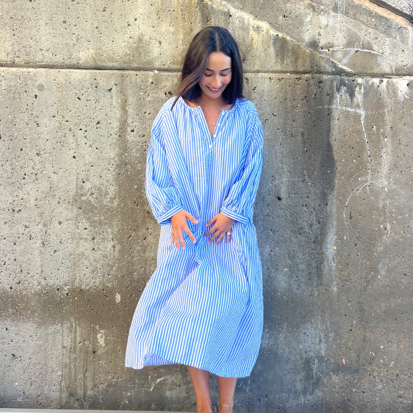 cotton block print maxi dress 194