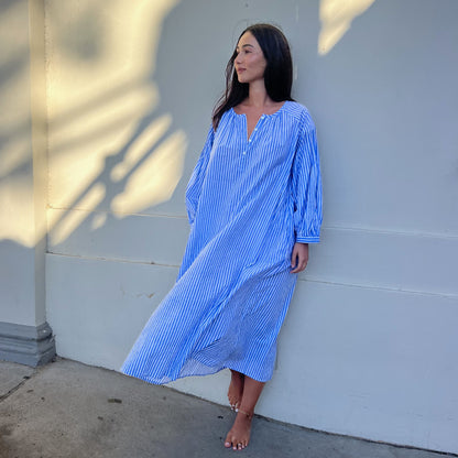cotton block print maxi dress 194