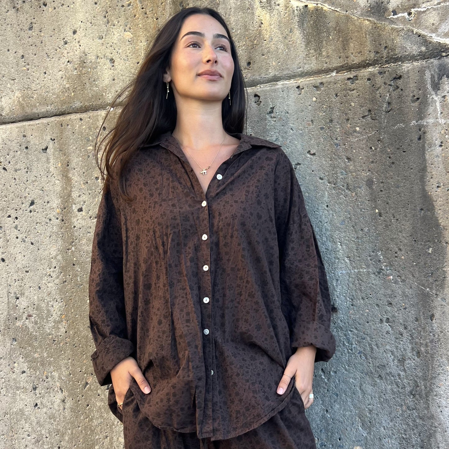 block print collar button down shirt 33