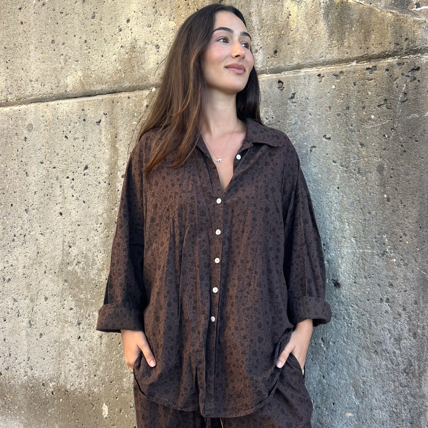 block print collar button down shirt 33