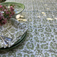 vintage floral cotton tablecloth olive and white