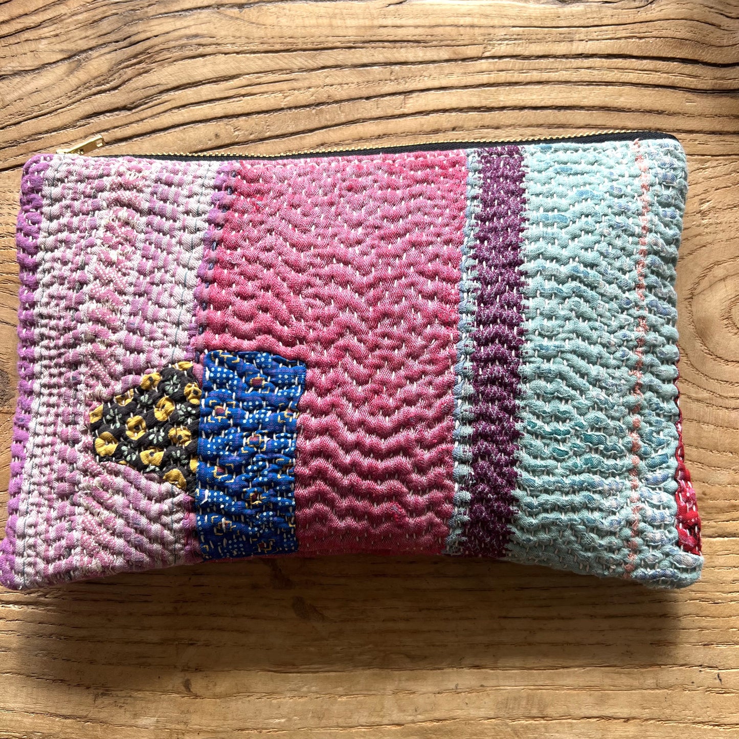 vintage kantha pouch small