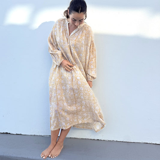 hand block printed cotton dress 189