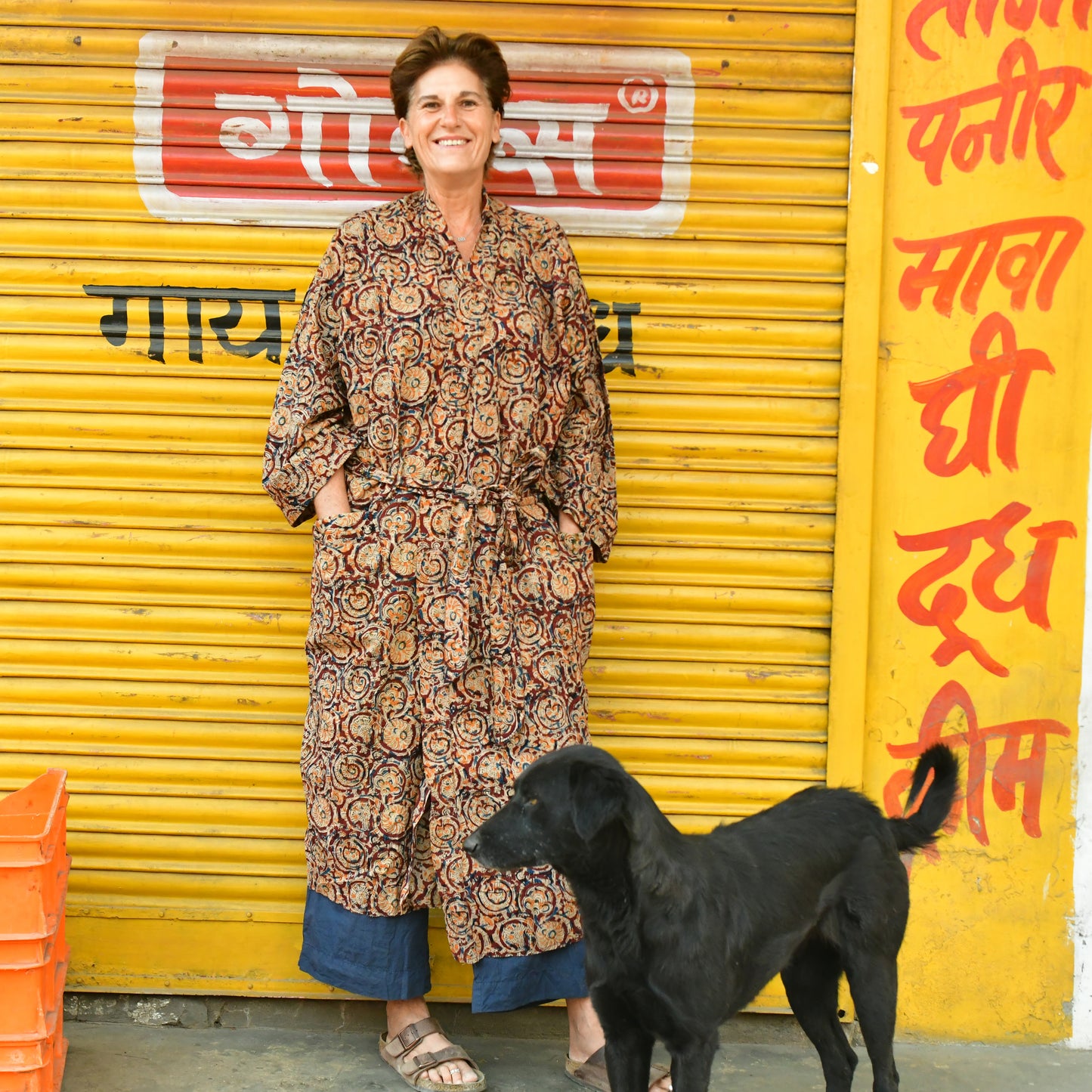 hand block printed "kalamkari" robe