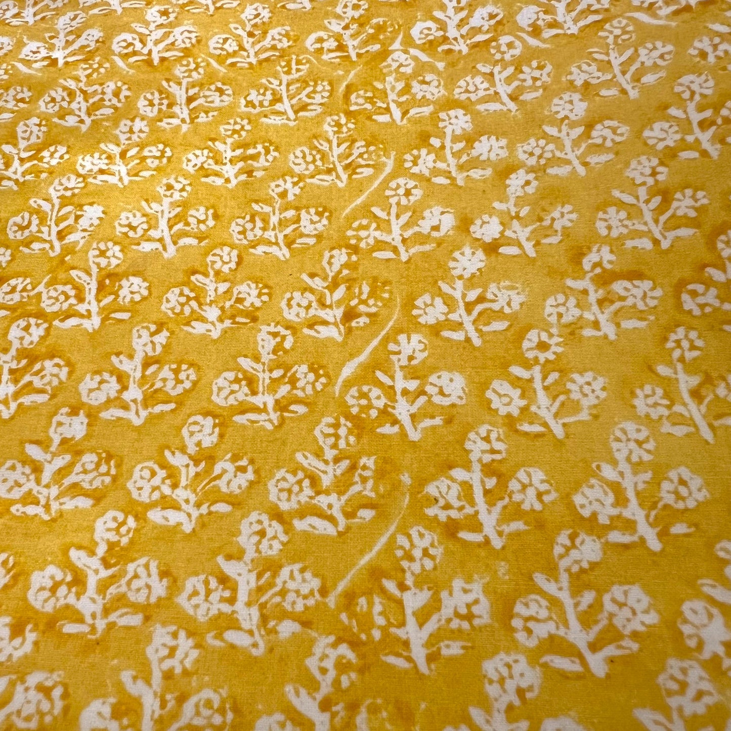 4 x block print daisy cotton napkin tumeric and white