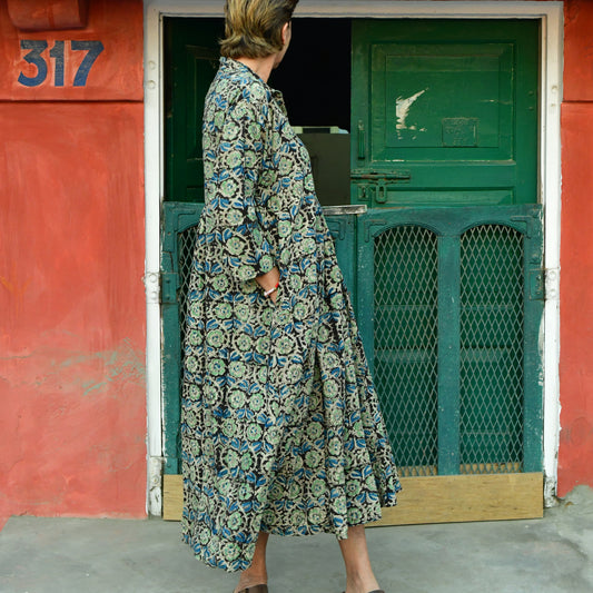 cotton collared  kalamkari dress 132