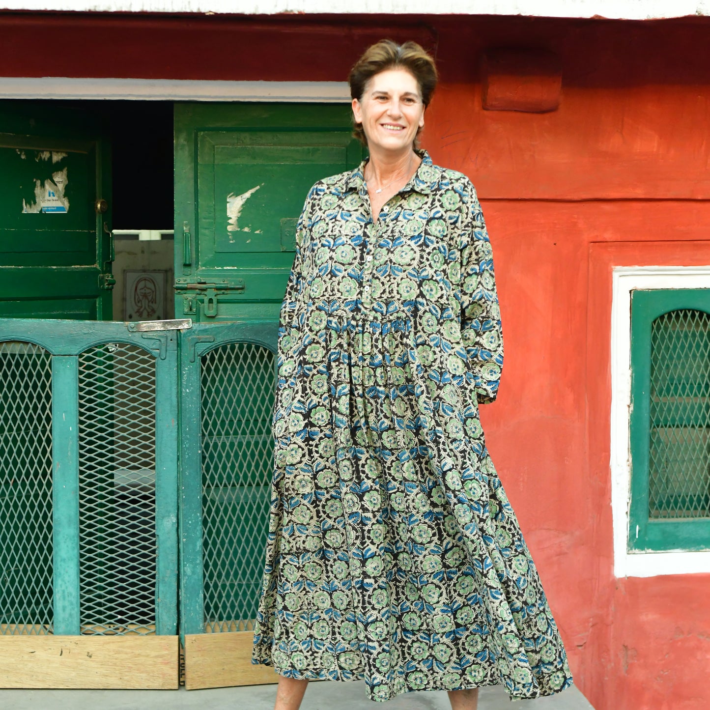 cotton collared  kalamkari dress 132