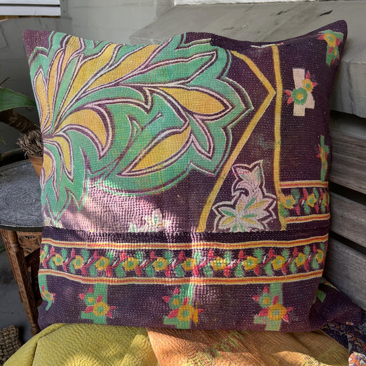 vintage kantha cushion