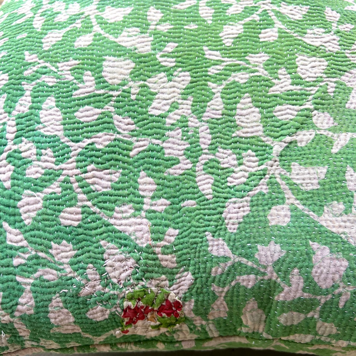 vintage kantha cushion