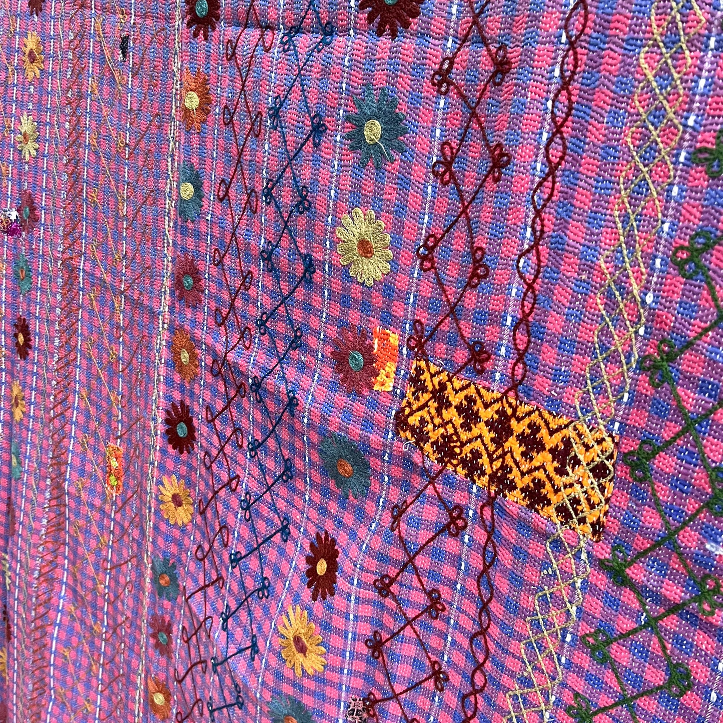 vintage embroidered, kantha quilt