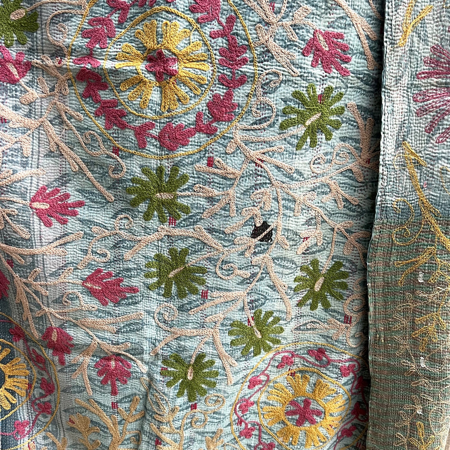 vintage embroidered, kantha quilt