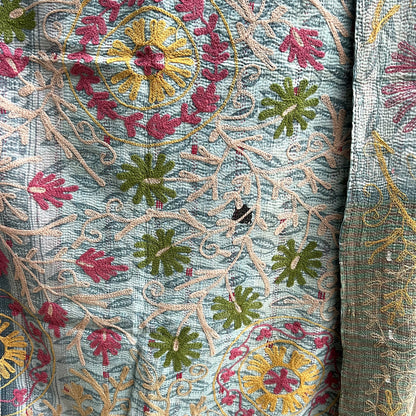 vintage embroidered, kantha quilt