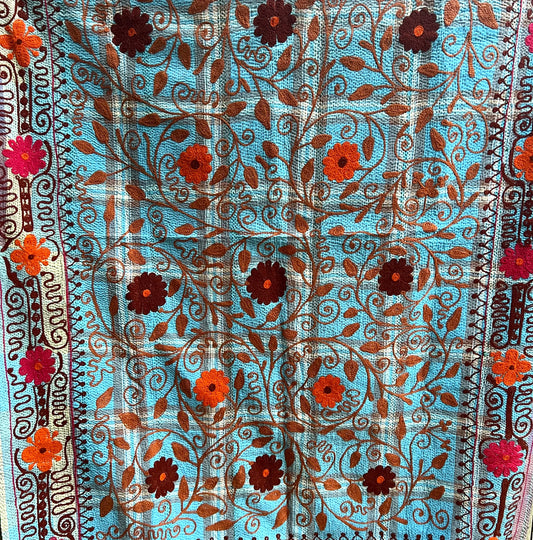 vintage embroidered, kantha quilt