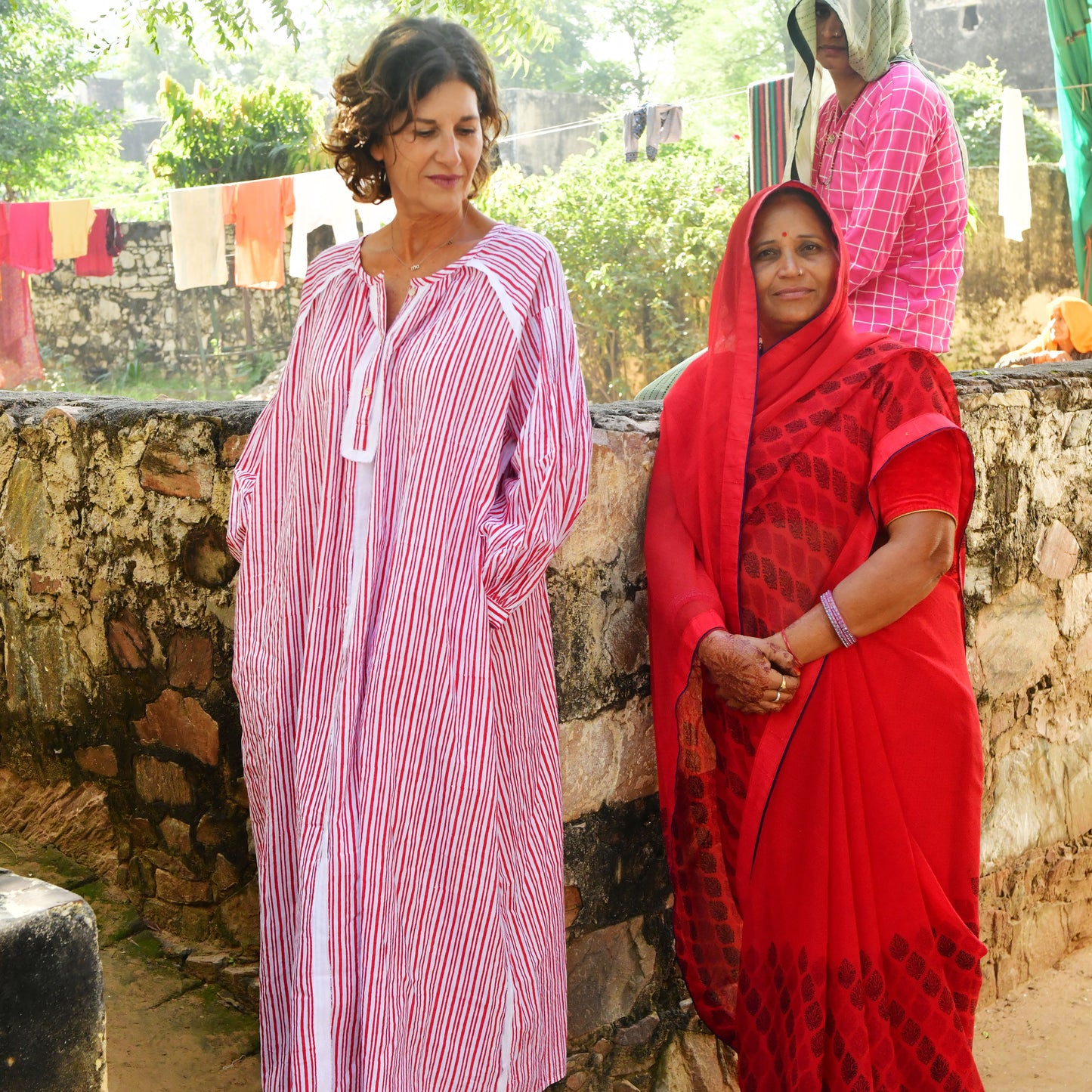 cotton voile block print stripe dress 164