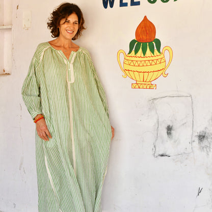 cotton voile block print stripe dress 165