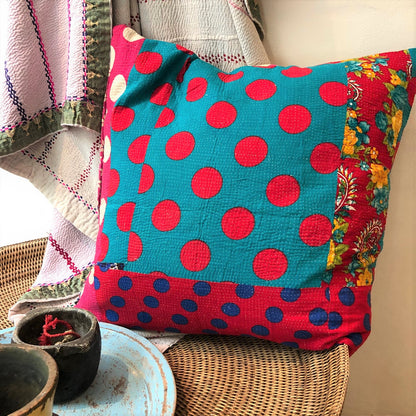 vintage kantha cushion