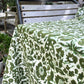 vintage floral block print cotton tablecloth olive