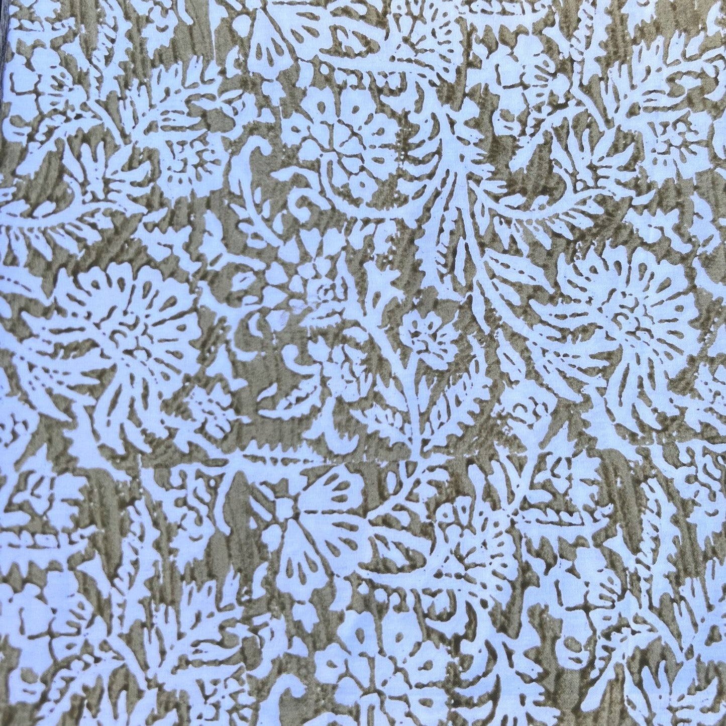 4 x block print leaf cotton napkin natural and khaki