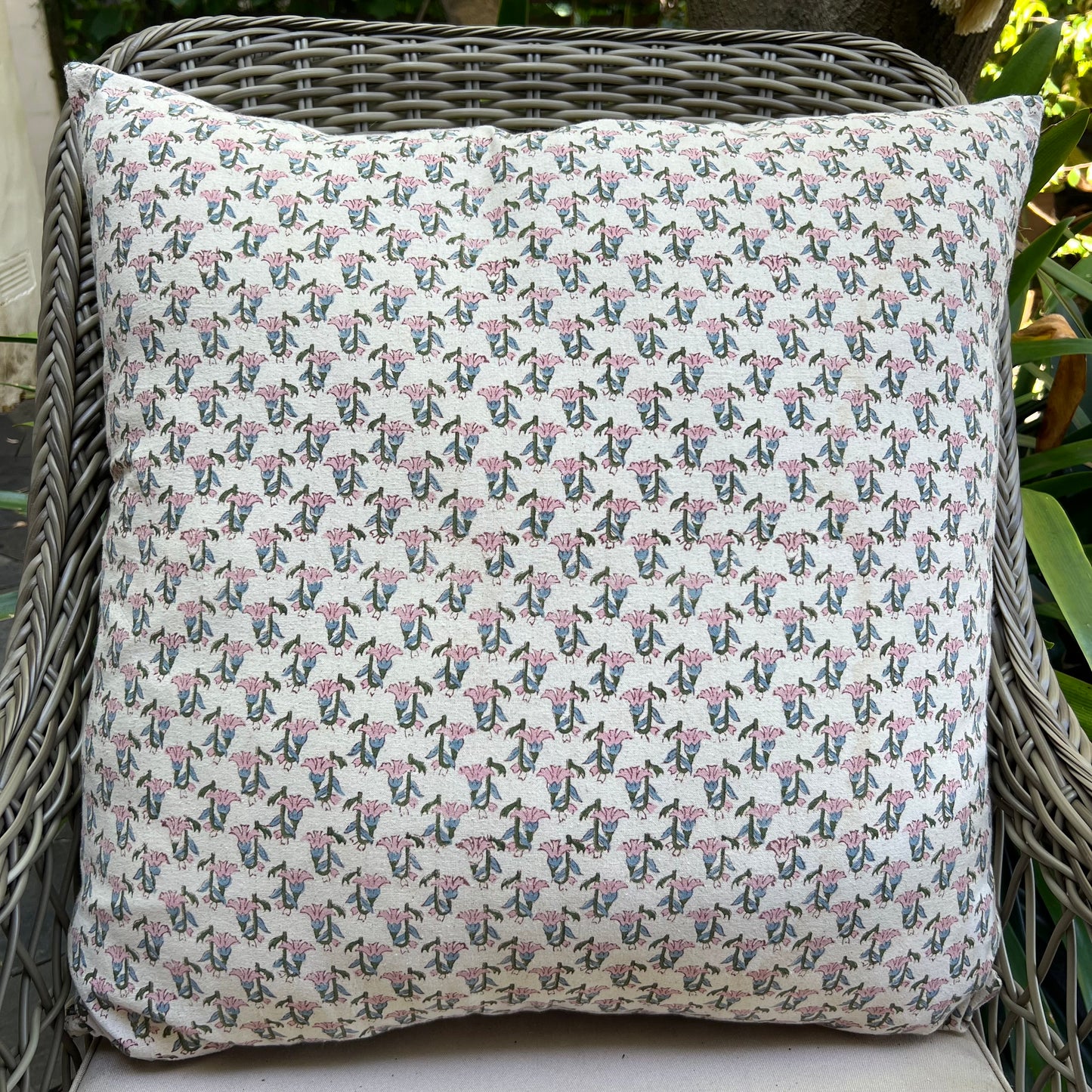 blockprint cotton cushion cover lily 60 x 60