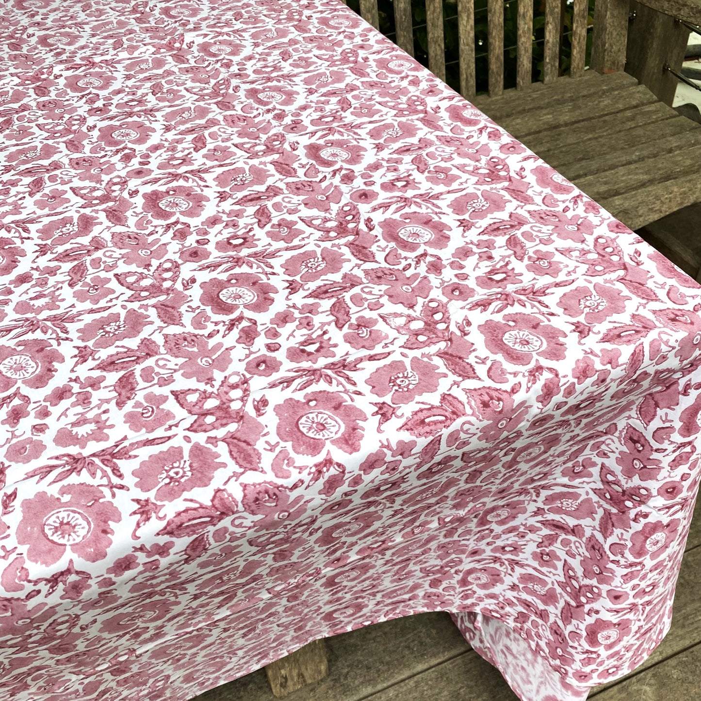 vintage full floral block print cotton tablecloth