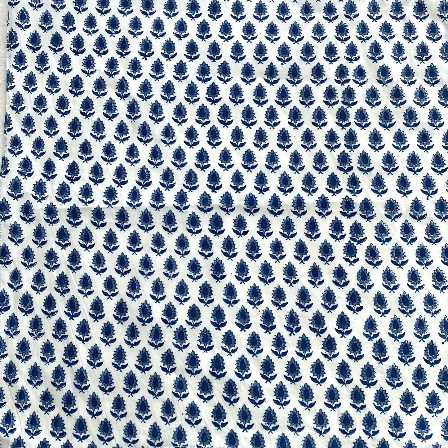 4 x block print tree cotton napkin blue and white