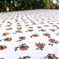 rose print cotton tablecloth natural and coffee