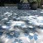poppy block print cotton tablecloth grey  & steel blues