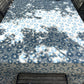 poppy block print cotton tablecloth grey  & steel blues